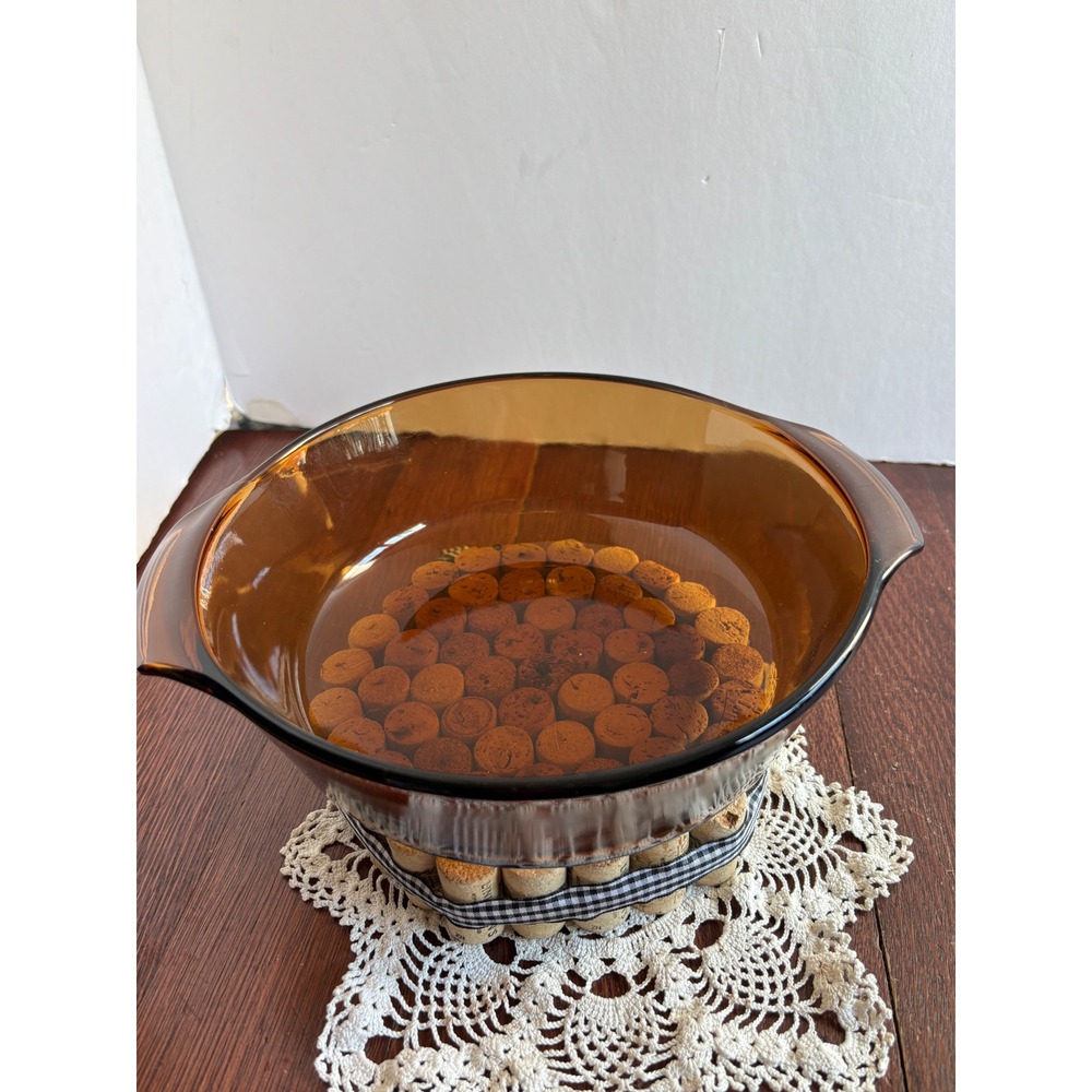 Anchor Hocking Fire King Amber Glass Casserole Dish 1.5 QT Round Baking Pan 437